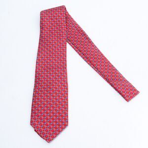 NWT Brooks Brothers Silk Men's Red Geometric Bit Buckle Slim Necktie One Size